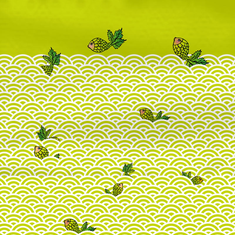Swimming Hop Fish Tea Towel- Fresh Green